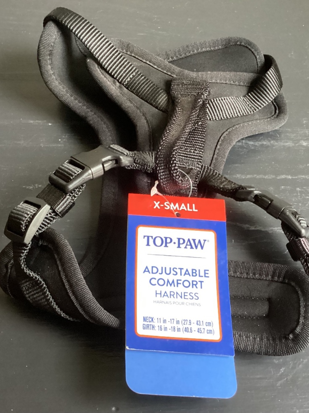 NWT Top Paw Adjustable Comfort Harness for dogs Black X Small